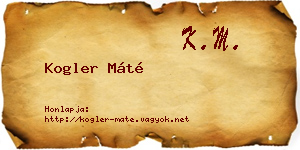 Kogler Máté névjegykártya
